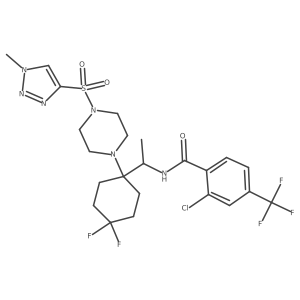 2-chloro-N-[1-[4,4-difluoro-1-[4-(1-methyltriazol-4-yl)sulfonylpiperazin-1-yl]cyclohexyl]ethyl]-4-(trifluoromethyl)benzamide Structure