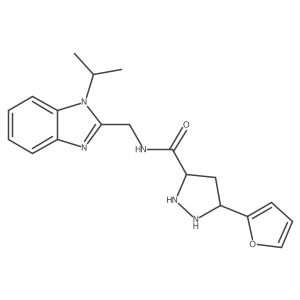 5-(furan-2-yl)-N-[(1-propan-2-ylbenzimidazol-2-yl)methyl]pyrazolidine-3-carboxamide Structure