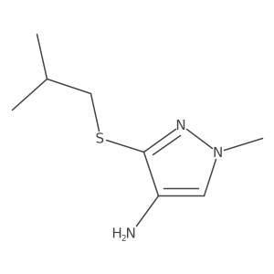 1-Methyl-3-(2-methylpropylsulfanyl)pyrazol-4-amine结构式