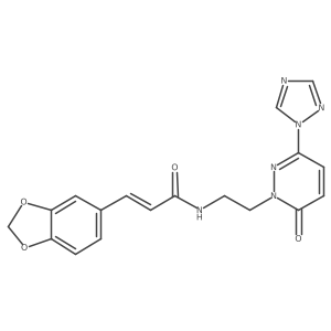 (E)-3-(benzo[d][1,3]dioxol-5-yl)-N-(2-(6-oxo-3-(1H-1,2,4-triazol-1-yl)pyridazin-1(6H)-yl)ethyl)acrylamide结构式