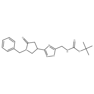 Tert-butyl {[3-(1-benzyl-5-oxopyrrolidin-3-yl)-1,2,4-oxadiazol-5-yl]methyl}carbamate结构式