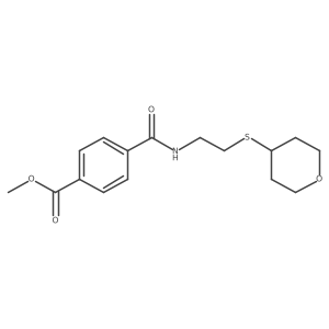 methyl 4-((2-((tetrahydro-2H-pyran-4-yl)thio)ethyl)carbamoyl)benzoate结构式