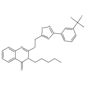3-pentyl-2-(((3-(3-(trifluoromethyl)phenyl)-1,2,4-oxadiazol-5-yl)methyl)thio)quinazolin-4(3H)-one结构式