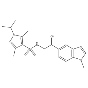 N-(2-hydroxy-2-(1-methyl-1H-indol-5-yl)ethyl)-1-isopropyl-3,5-dimethyl-1H-pyrazole-4-sulfonamide结构式