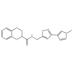 N-((3-(1-methyl-1H-pyrazol-4-yl)-1,2,4-oxadiazol-5-yl)methyl)-2,3-dihydrobenzo[b][1,4]dioxine-2-carboxamide结构式