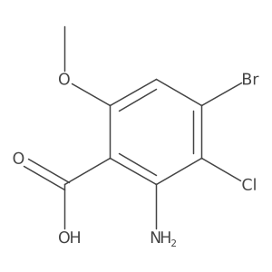 2-Amino-4-bromo-3-chloro-6-methoxybenzoic acid结构式