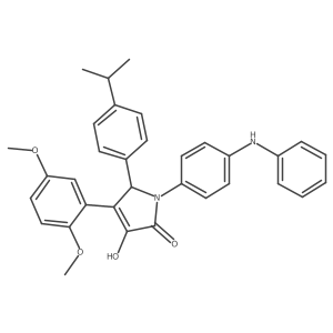 2H-Pyrrol-2-one, 4-(2,5-dimethoxyphenyl)-1,5-dihydro-3-hydroxy-5-[4-(1-methylethyl)phenyl]-1-[4-(phenylamino)phenyl]- Structure