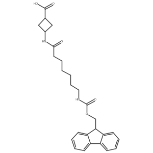 3-[7-({[(9H-fluoren-9-yl)methoxy]carbonyl}amino)heptanamido]cyclobutane-1-carboxylic acid结构式