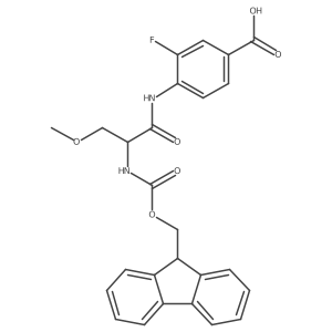4-[(2S)-2-({[(9H-fluoren-9-yl)methoxy]carbonyl}amino)-3-methoxypropanamido]-3-fluorobenzoic acid结构式