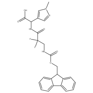 2-[3-({[(9H-fluoren-9-yl)methoxy]carbonyl}amino)-2,2-difluoropropanamido]-2-(1-methyl-1H-pyrazol-4-yl)acetic acid结构式