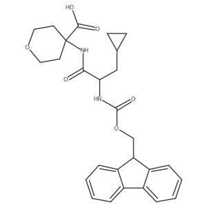 4-[3-cyclopropyl-2-({[(9H-fluoren-9-yl)methoxy]carbonyl}amino)propanamido]oxane-4-carboxylic acid结构式