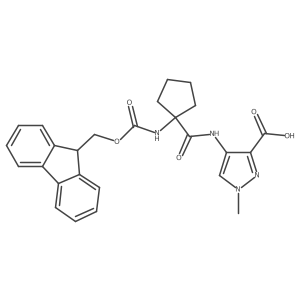 4-[1-({[(9H-fluoren-9-yl)methoxy]carbonyl}amino)cyclopentaneamido]-1-methyl-1H-pyrazole-3-carboxylic acid结构式