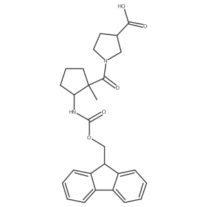 1-[2-({[(9H-fluoren-9-yl)methoxy]carbonyl}amino)-1-methylcyclopentanecarbonyl]pyrrolidine-3-carboxylic acid结构式