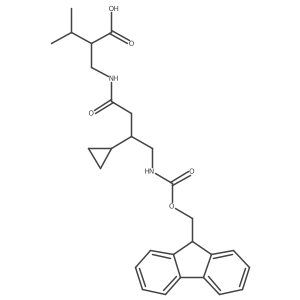 2-{[3-cyclopropyl-4-({[(9H-fluoren-9-yl)methoxy]carbonyl}amino)butanamido]methyl}-3-methylbutanoic acid结构式