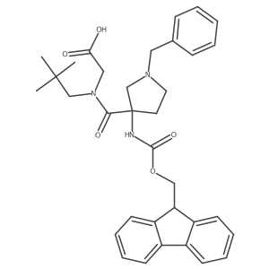 2-{1-[1-benzyl-3-({[(9H-fluoren-9-yl)methoxy]carbonyl}amino)pyrrolidin-3-yl]-N-(2,2-dimethylpropyl)formamido}acetic acid Structure