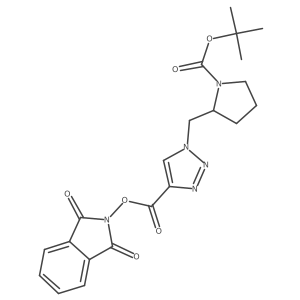 1,3-dioxo-2,3-dihydro-1H-isoindol-2-yl 1-{[(2S)-1-[(tert-butoxy)carbonyl]pyrrolidin-2-yl]methyl}-1H-1,2,3-triazole-4-carboxylate结构式