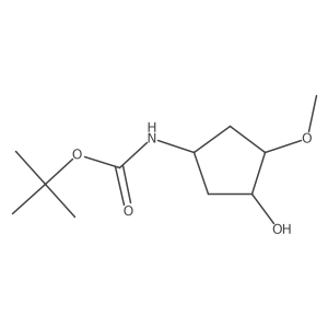 rac-tert-butyl N-[(1R,3R,4S)-3-hydroxy-4-methoxycyclopentyl]carbamate结构式