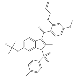 [2-(Allyloxy)-4-methoxyphenyl][2-methyl-1-[(4-methylphenyl)sulfonyl]-6-(trifluoromethoxy)-1H-indol-3-yl]methanone结构式