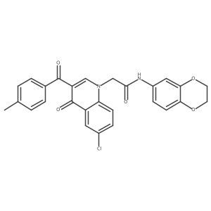 2-(6-chloro-3-(4-methylbenzoyl)-4-oxoquinolin-1(4H)-yl)-N-(2,3-dihydrobenzo[b][1,4]dioxin-6-yl)acetamide结构式