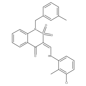 (3E)-3-{[(3-chloro-2-methylphenyl)amino]methylene}-1-(3-methylbenzyl)-1H-2,1-benzothiazin-4(3H)-one 2,2-dioxide Structure