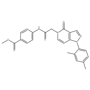 methyl 4-(2-(1-(2,4-dimethylphenyl)-4-oxo-1H-pyrazolo[3,4-d]pyrimidin-5(4H)-yl)acetamido)benzoate结构式