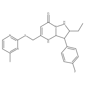 2-ethyl-3-(4-fluorophenyl)-5-[(4-methylpyrimidin-2-yl)sulfanylmethyl]-2,3,3a,4-tetrahydro-1H-pyrazolo[1,5-a]pyrimidin-7-one结构式