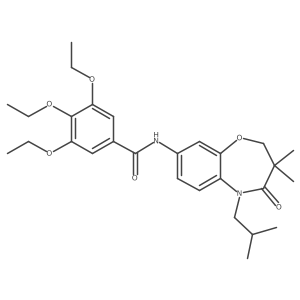 3,4,5-triethoxy-N-(5-isobutyl-3,3-dimethyl-4-oxo-2,3,4,5-tetrahydrobenzo[b][1,4]oxazepin-8-yl)benzamide结构式