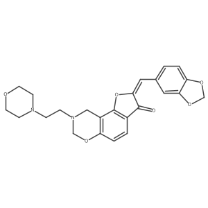 (2Z)-2-(1,3-benzodioxol-5-ylmethylidene)-8-[2-(morpholin-4-yl)ethyl]-8,9-dihydro-7H-furo[2,3-f][1,3]benzoxazin-3(2H)-one结构式