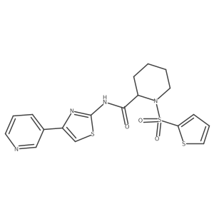N-(4-(pyridin-3-yl)thiazol-2-yl)-1-(thiophen-2-ylsulfonyl)piperidine-2-carboxamide结构式