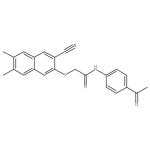 N-(4-Acetylphenyl)-2-[(3-cyano-6,7-dimethyl-2-quinolinyl)thio]acetamide结构式
