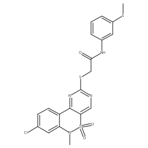 2-((8-chloro-6-methyl-5,5-dioxido-6H-benzo[c]pyrimido[4,5-e][1,2]thiazin-2-yl)thio)-N-(3-(methylthio)phenyl)acetamide Structure