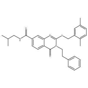 2-((2,5-dimethylbenzyl)thio)-N-isobutyl-4-oxo-3-phenethyl-3,4-dihydroquinazoline-7-carboxamide Structure