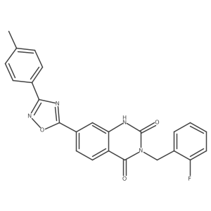 3-(2-fluorobenzyl)-7-(3-(p-tolyl)-1,2,4-oxadiazol-5-yl)quinazoline-2,4(1H,3H)-dione结构式