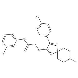 2-((3-(4-bromophenyl)-8-methyl-1,4,8-triazaspiro[4.5]deca-1,3-dien-2-yl)thio)-N-(3-chlorophenyl)acetamide结构式