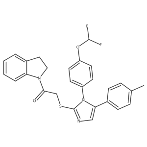 2-((1-(4-(difluoromethoxy)phenyl)-5-(p-tolyl)-1H-imidazol-2-yl)thio)-1-(indolin-1-yl)ethanone Structure