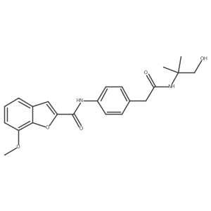 N-(4-(2-((1-hydroxy-2-methylpropan-2-yl)amino)-2-oxoethyl)phenyl)-7-methoxybenzofuran-2-carboxamide Structure