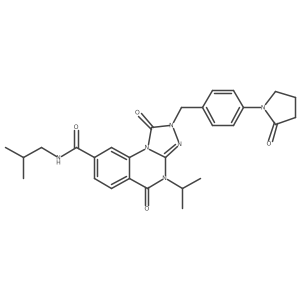 N-isobutyl-4-isopropyl-1,5-dioxo-2-(4-(2-oxopyrrolidin-1-yl)benzyl)-1,2,4,5-tetrahydro-[1,2,4]triazolo[4,3-a]quinazoline-8-carboxamide结构式