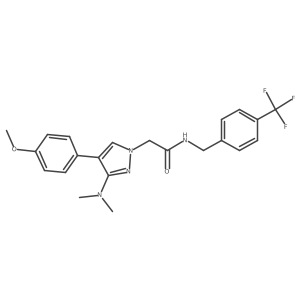 2-(3-(dimethylamino)-4-(4-methoxyphenyl)-1H-pyrazol-1-yl)-N-(4-(trifluoromethyl)benzyl)acetamide Structure