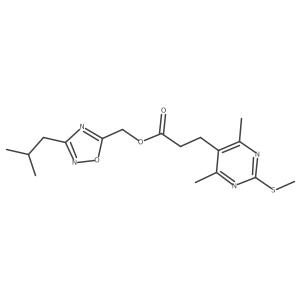 [3-(2-Methylpropyl)-1,2,4-oxadiazol-5-yl]methyl 3-[4,6-dimethyl-2-(methylsulfanyl)pyrimidin-5-yl]propanoate结构式