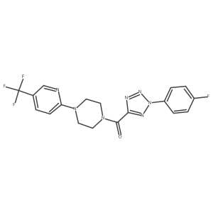 (2-(4-fluorophenyl)-2H-tetrazol-5-yl)(4-(5-(trifluoromethyl)pyridin-2-yl)piperazin-1-yl)methanone结构式