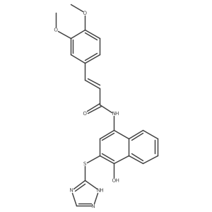 2-Propenamide, 3-(3,4-dimethoxyphenyl)-N-[4-hydroxy-3-(1H-1,2,4-triazol-5-ylthio)-1-naphthalenyl]-, (2E)- Structure