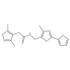 2-(3,5-dimethylisoxazol-4-yl)-N-((4-methyl-2-(thiophen-2-yl)thiazol-5-yl)methyl)acetamide结构式