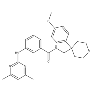 3-((4,6-dimethylpyrimidin-2-yl)amino)-N-((4-(4-methoxyphenyl)tetrahydro-2H-pyran-4-yl)methyl)benzamide Structure