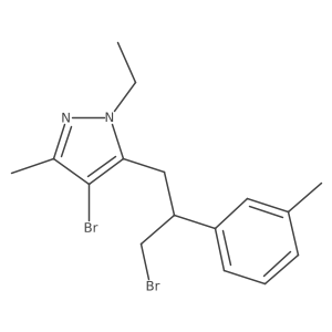 1H-Pyrazole, 4-bromo-5-[3-bromo-2-(3-methylphenyl)propyl]-1-ethyl-3-methyl-结构式