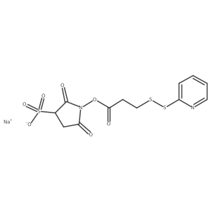 Sodium 2,5-dioxo-1-((3-(pyridin-2-yldisulfanyl)propanoyl)oxy)pyrrolidine-3-sulfonate Structure
