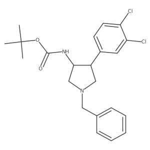 rel-tert-Butyl ((3S,4R)-1-benzyl-4-(3,4-dichlorophenyl)pyrrolidin-3-yl)carbamate结构式