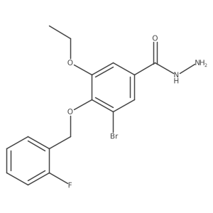 3-Bromo-5-ethoxy-4-((2-fluorobenzyl)oxy)benzohydrazide结构式