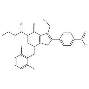 3-Bromomethyl-7-(2,6-difluorobenzyl)-4,7-dihydro-2-(4-nitrophenyl)-4-oxothieno[2,3-b]pyridine-5-carboxylic acid ethyl ester结构式
