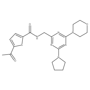 5-acetyl-N-((4-morpholino-6-(pyrrolidin-1-yl)-1,3,5-triazin-2-yl)methyl)thiophene-2-carboxamide Structure