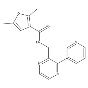 2,5-dimethyl-N-{[3-(pyridin-3-yl)pyrazin-2-yl]methyl}furan-3-carboxamide结构式